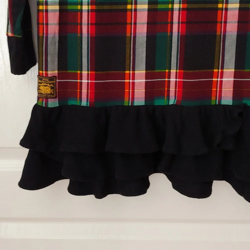 Ralph Lauren Plaid Ruffled Bottom Dress. Size Large 12-14. Holiday. Portrait